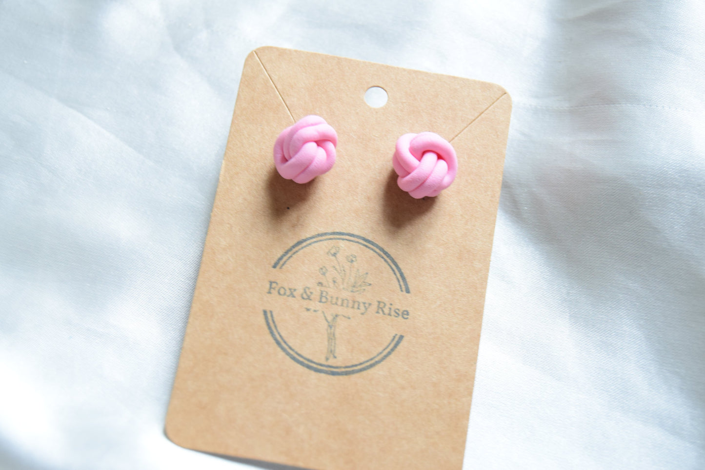 Polymer Clay Pastel Pink Double Knot Studs