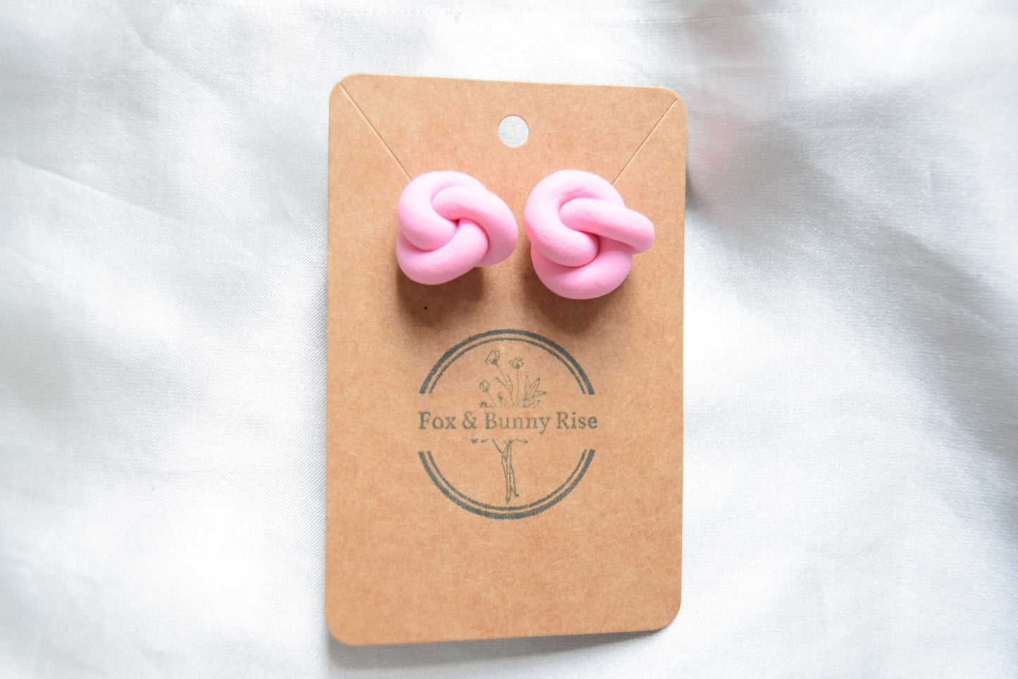 Polymer Clay Pastel Pink Chunky Knot Studs