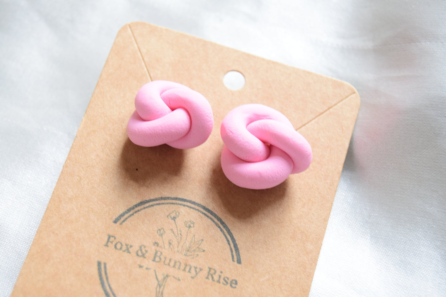 Polymer Clay Pastel Pink Chunky Knot Studs