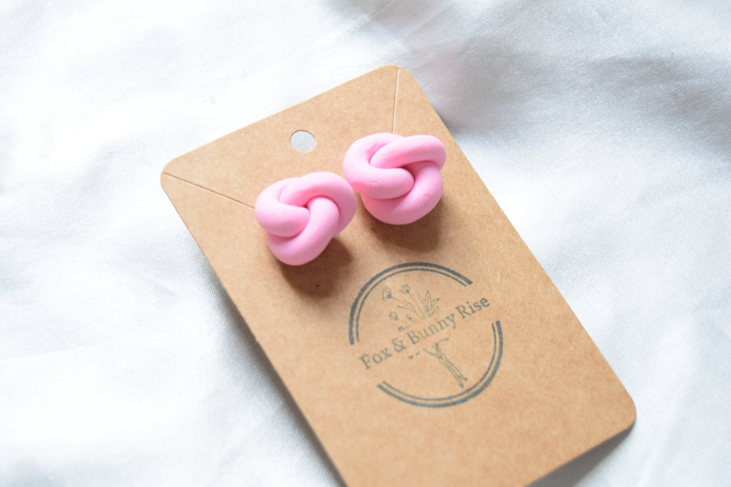 Polymer Clay Pastel Pink Chunky Knot Studs