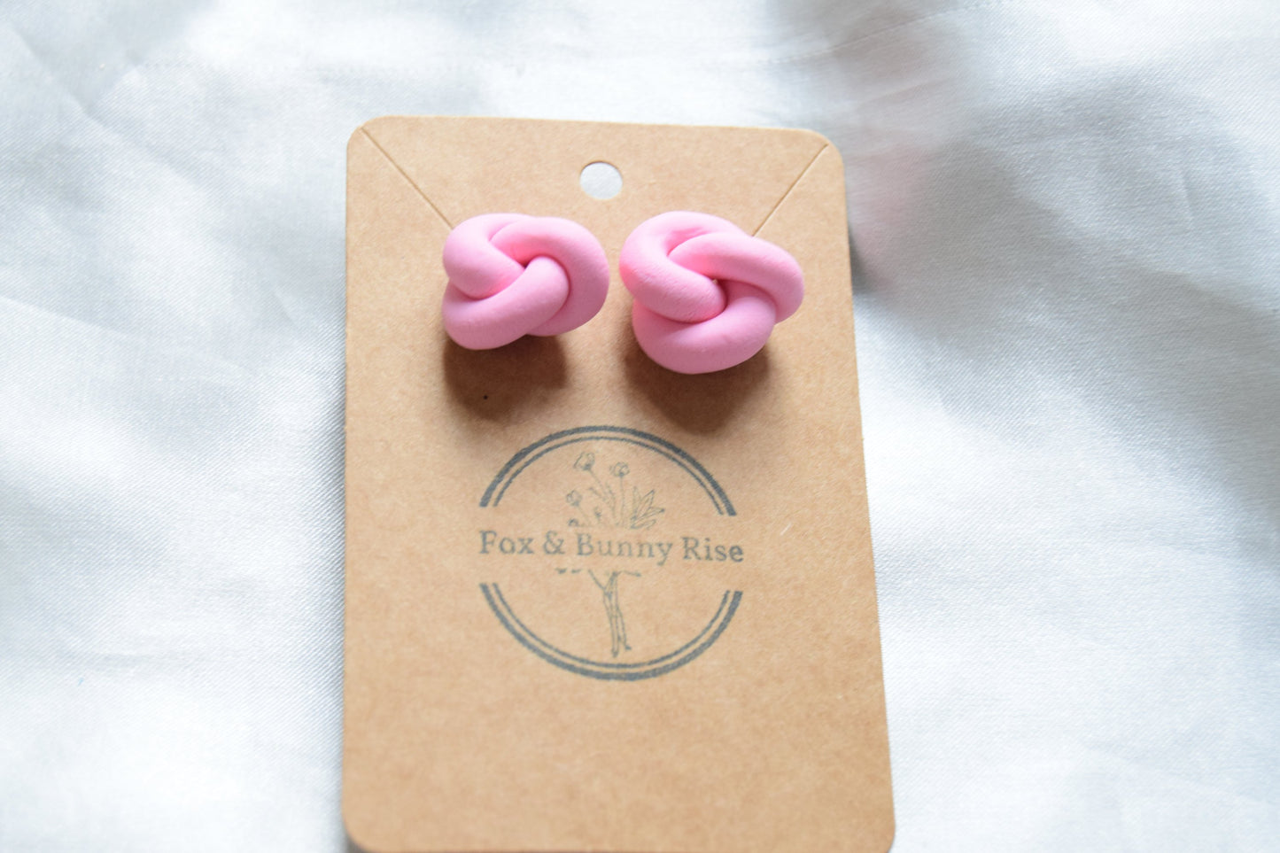 Polymer Clay Pastel Pink Chunky Knot Studs