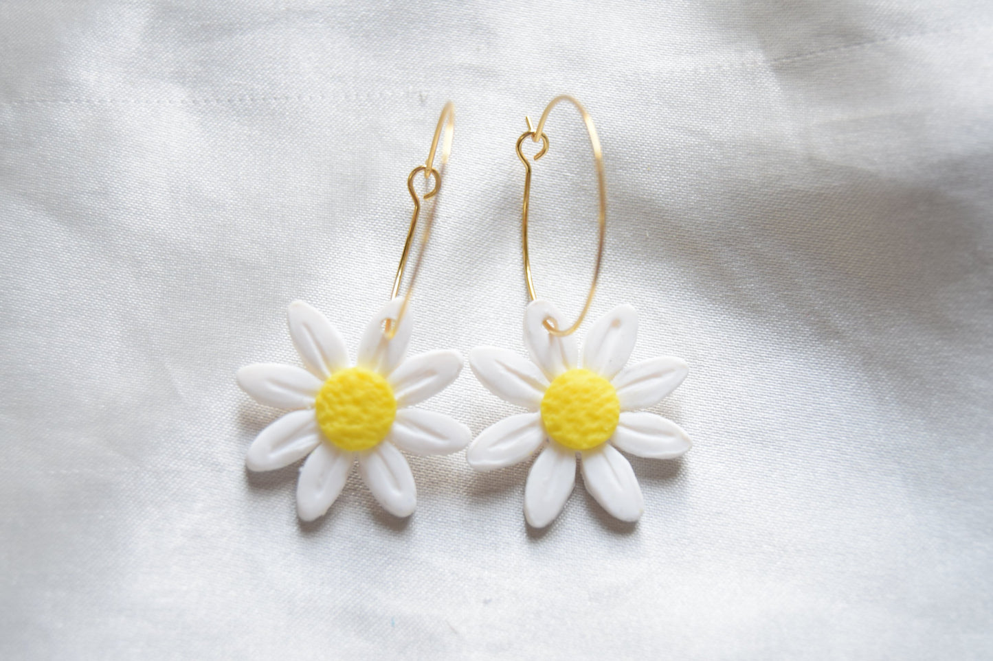 Polymer Clay Daisy Hoops