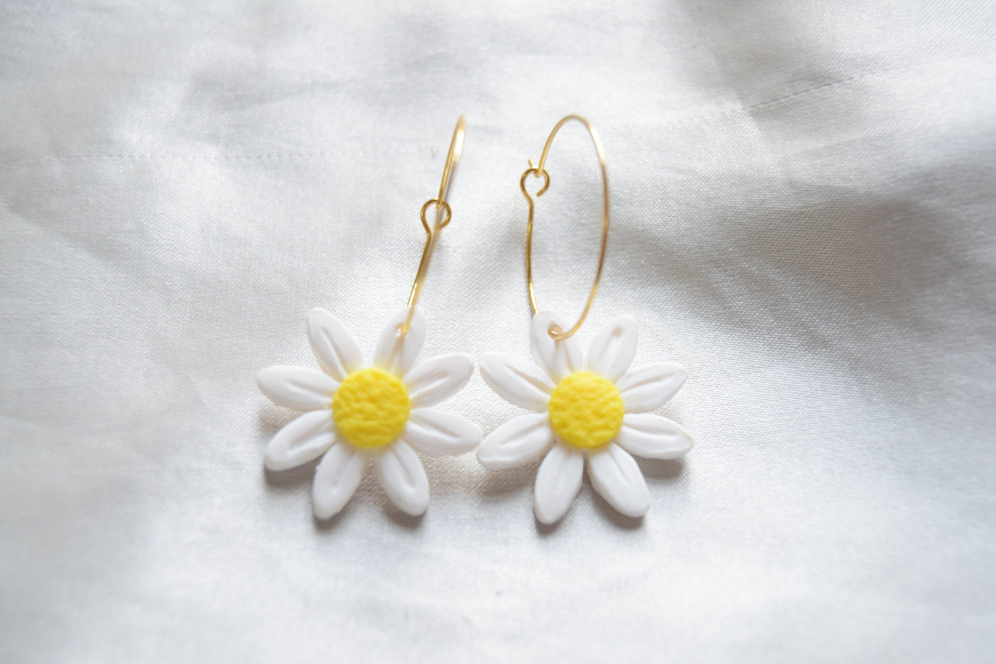Polymer Clay Daisy Hoops