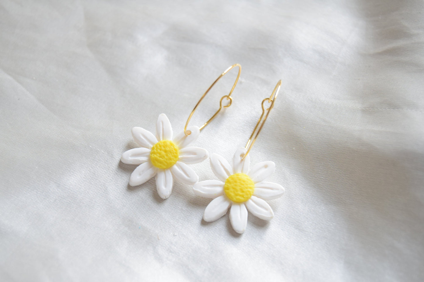 Polymer Clay Daisy Hoops