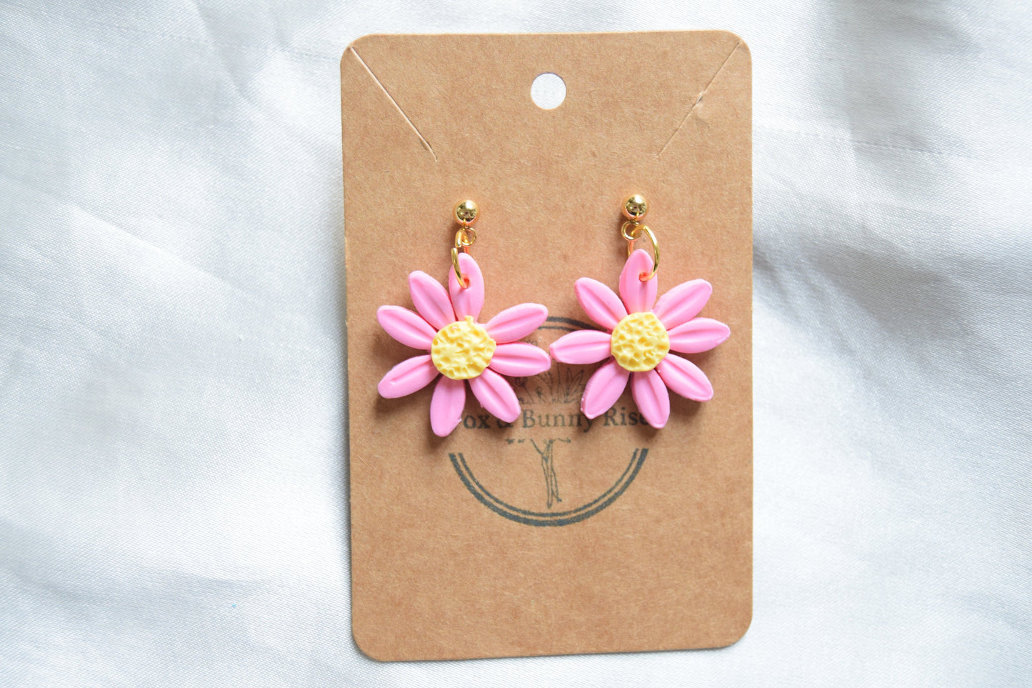 Polymer Clay Pastel Pink Daisy Dangles