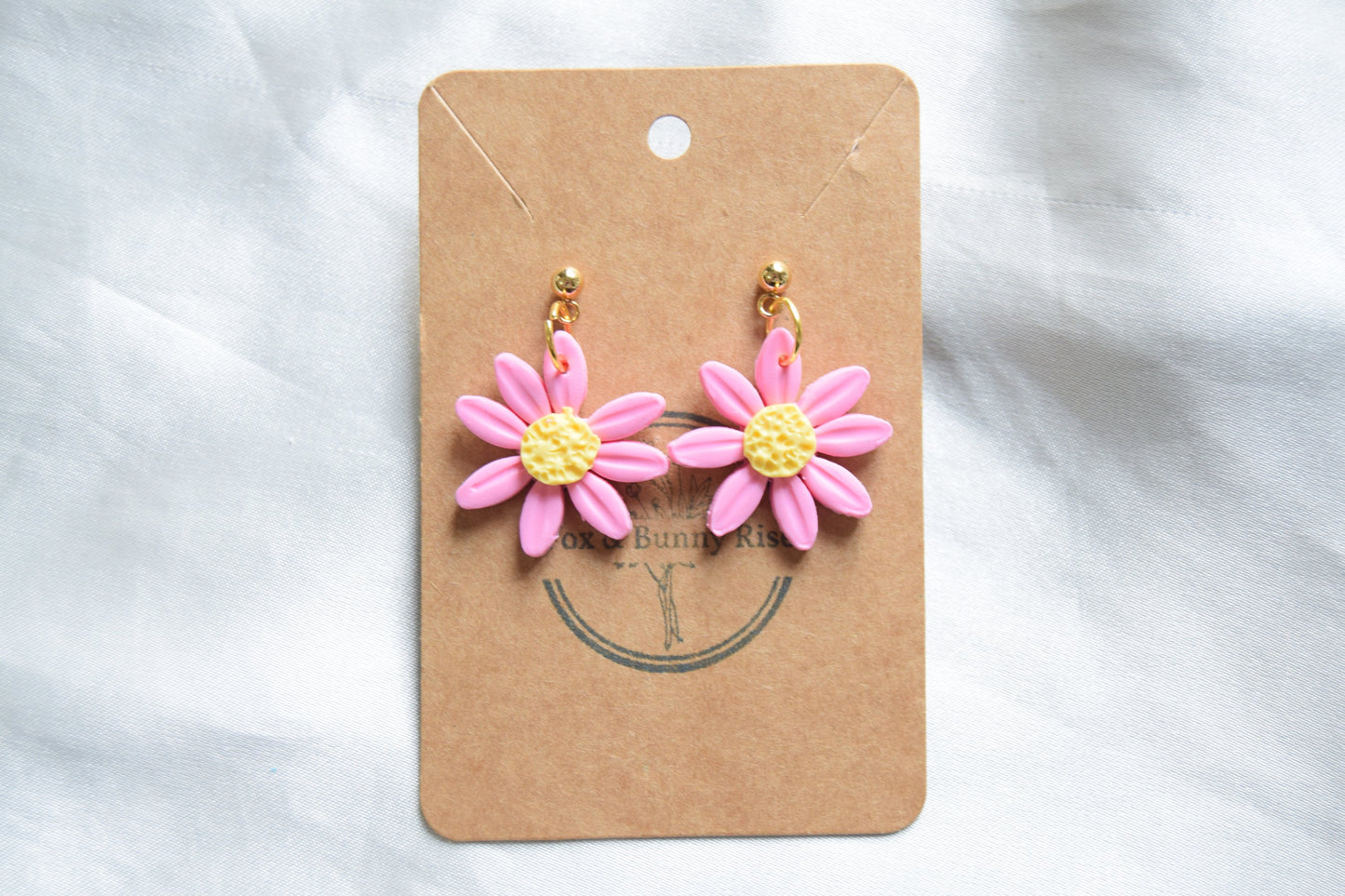 Polymer Clay Pastel Pink Daisy Dangles