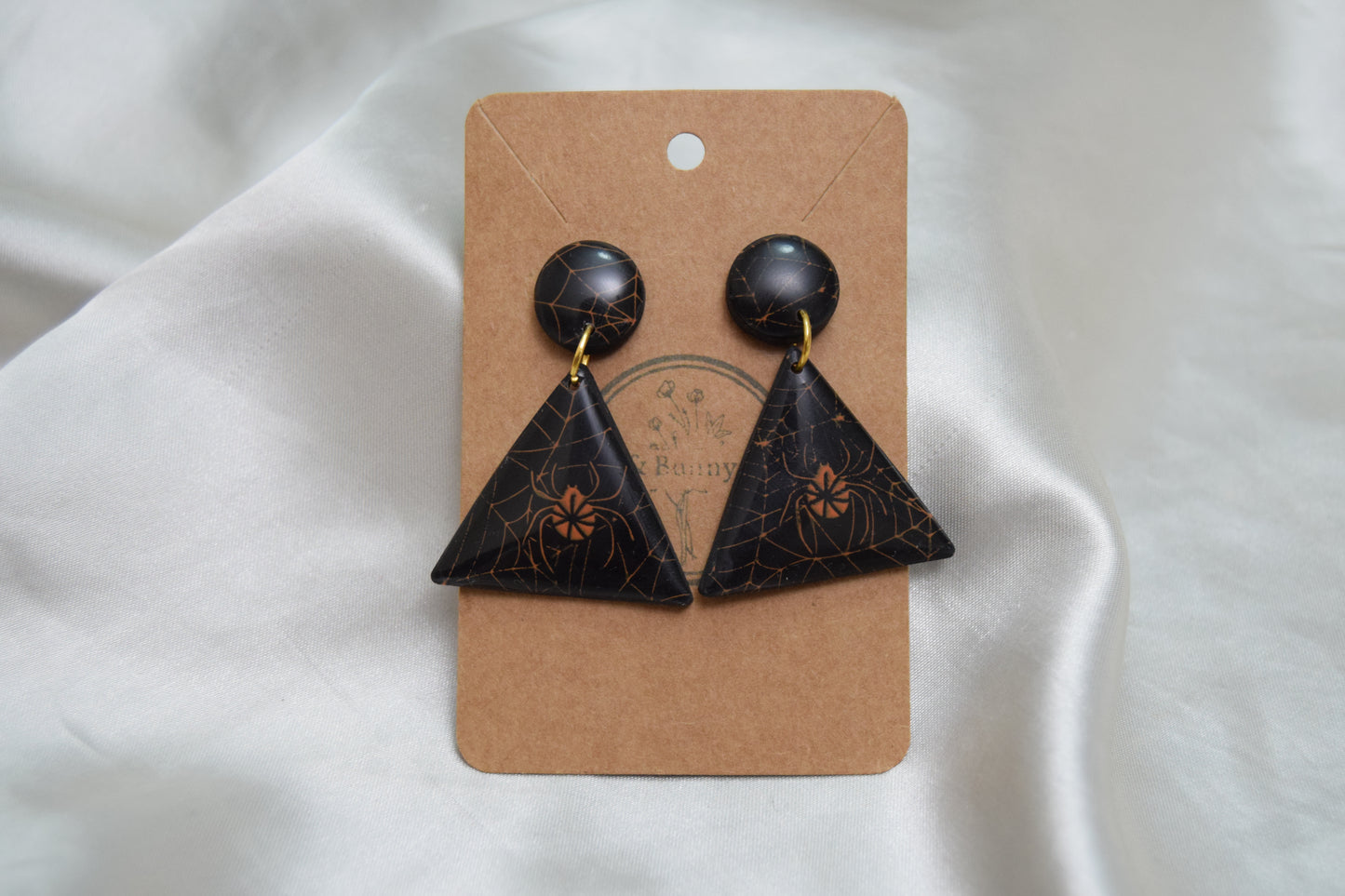 Halloween Spider Triangle Polymer Clay Dangles