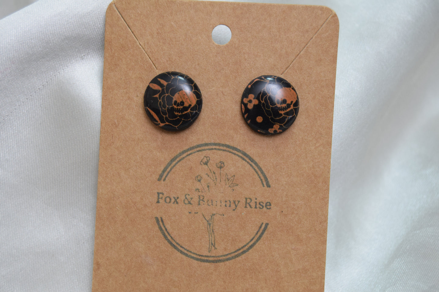 Halloween Flower Skull Polymer Clay Studs
