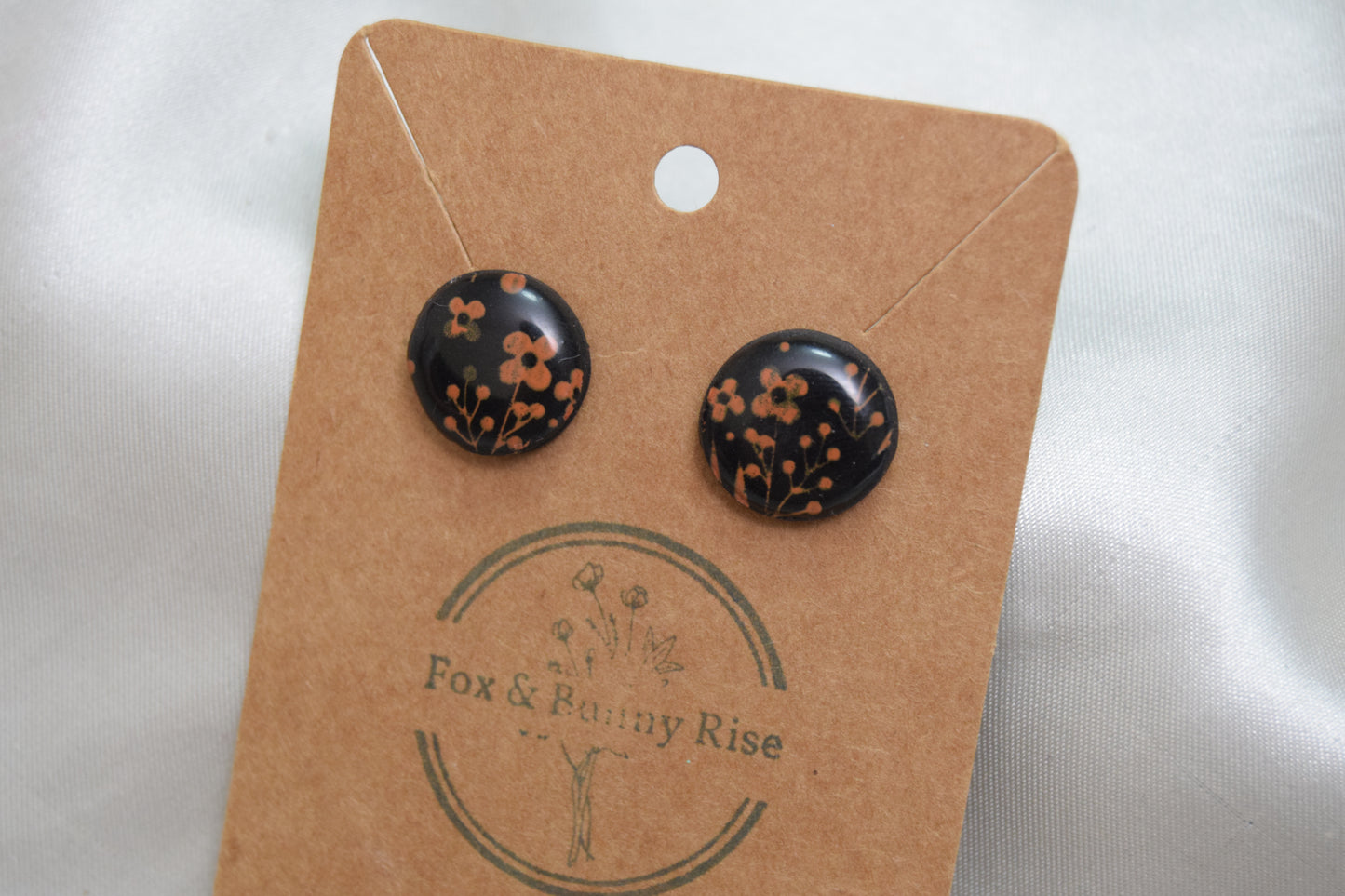 Orange Flower Halloween Studs