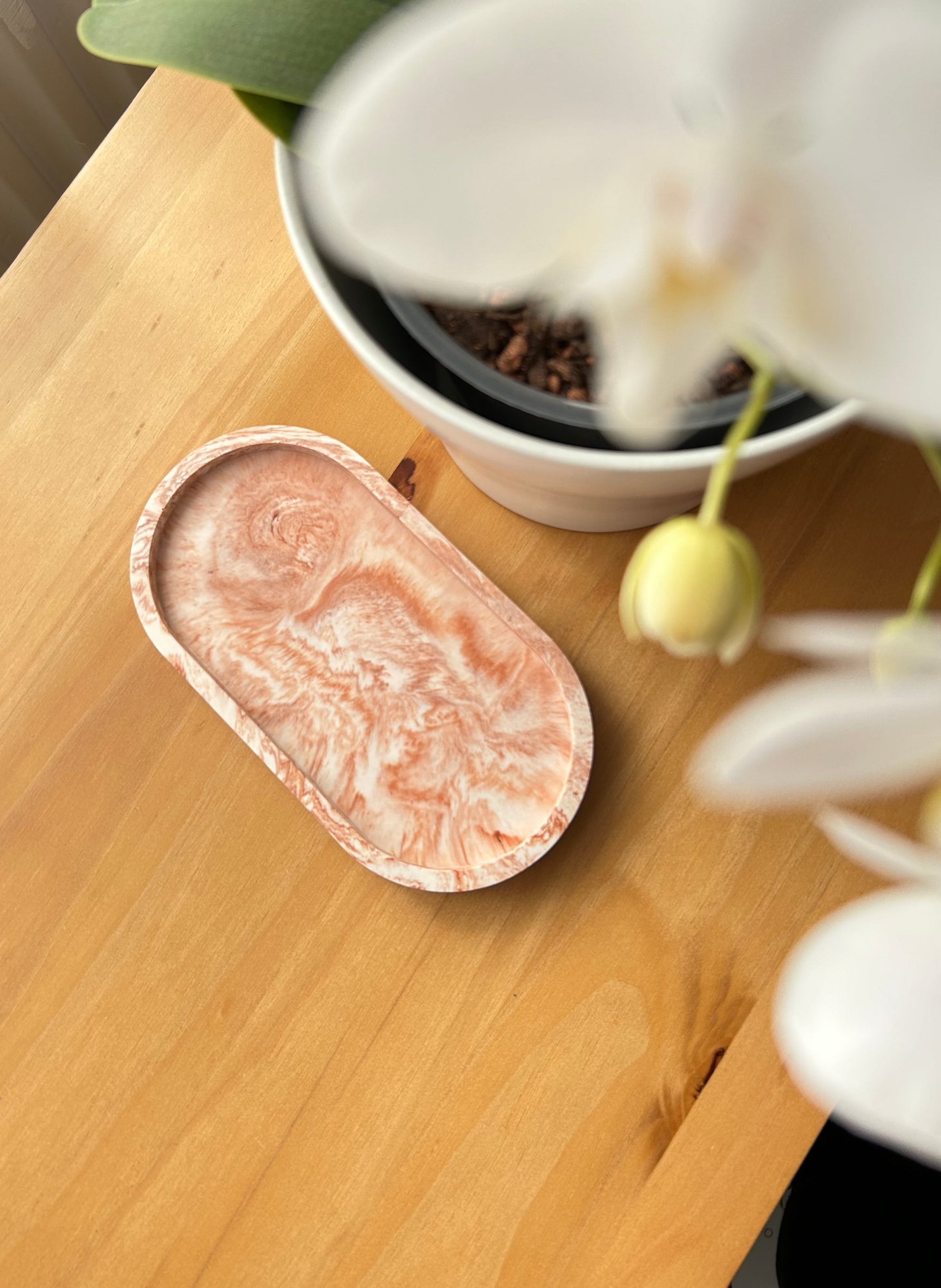 Jesmonite Terracotta Swirl Trinket Tray