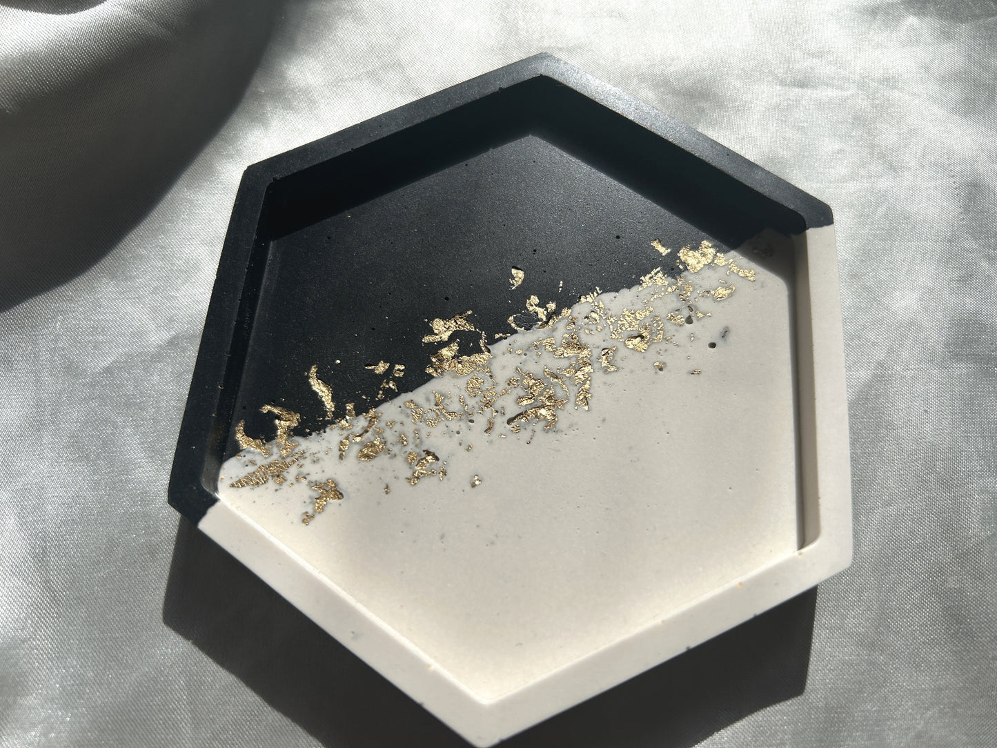 Gold Leaf Black and White Coaster - Hexagonal