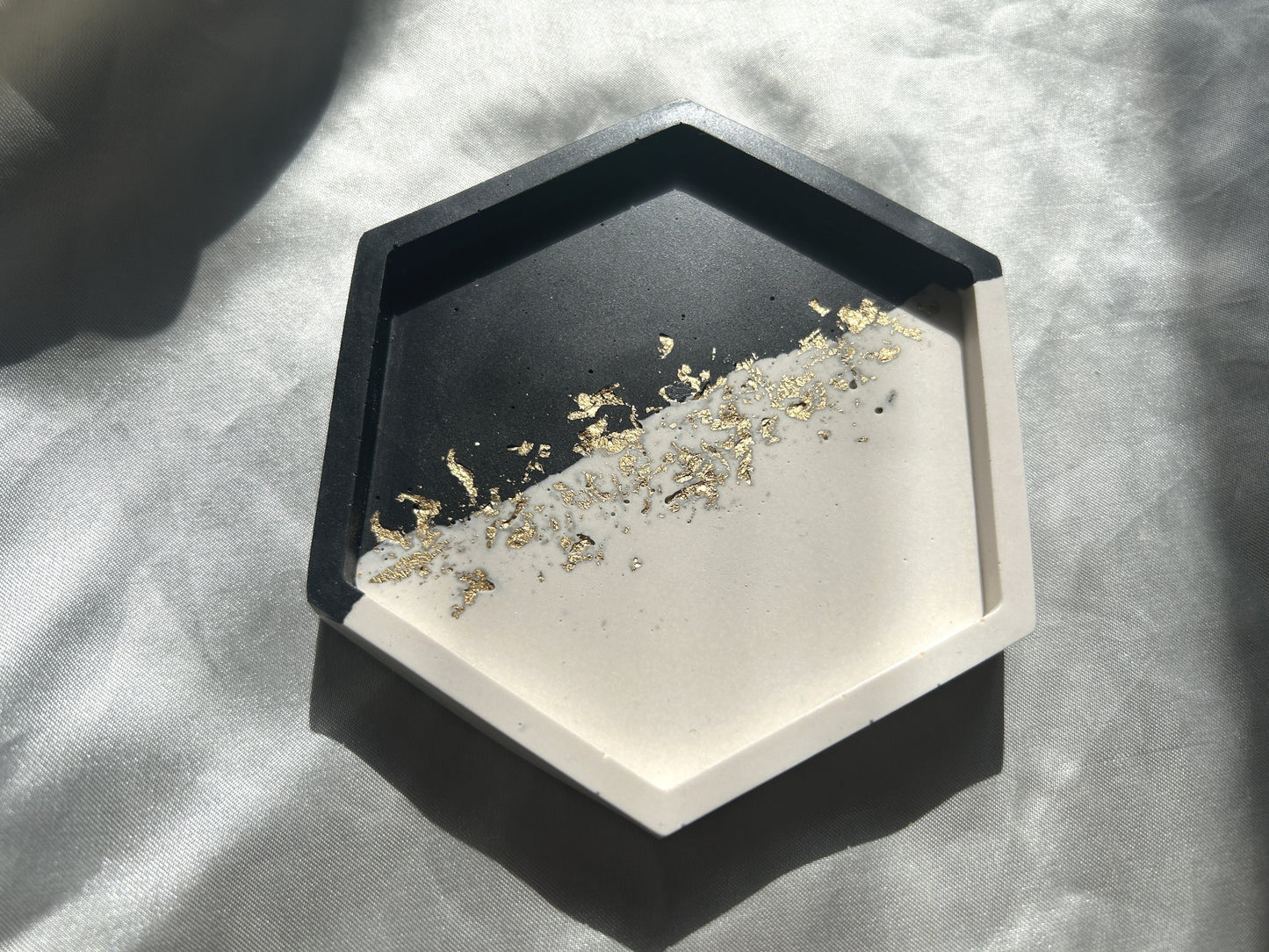 Gold Leaf Black and White Coaster - Hexagonal