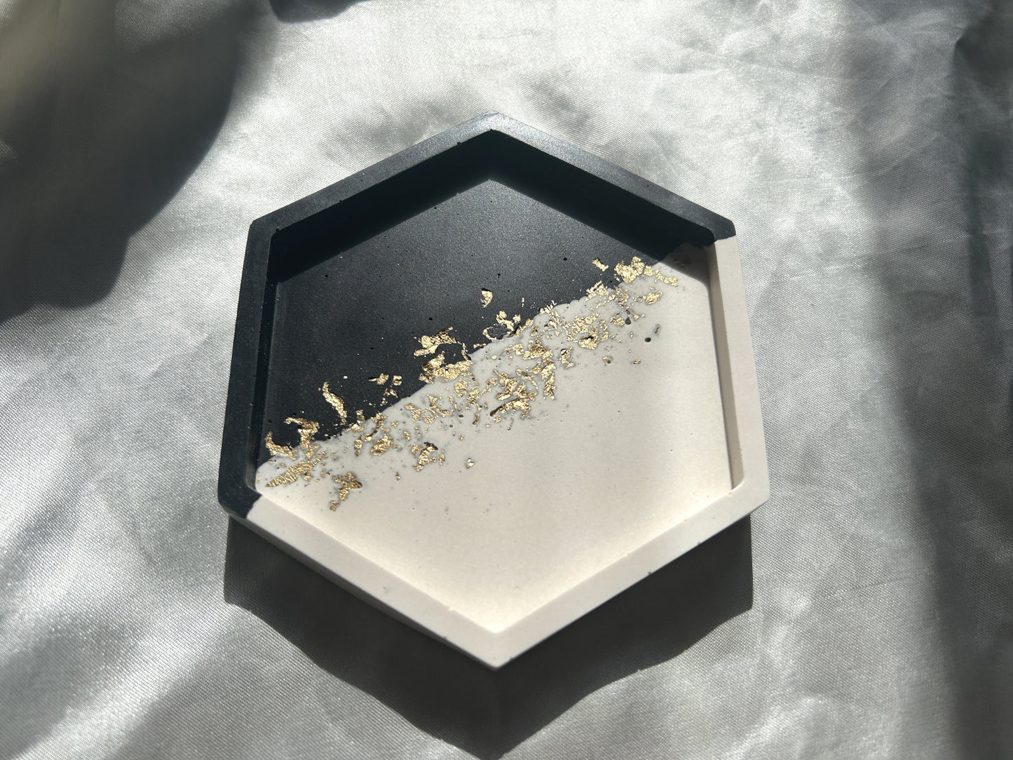 Gold Leaf Black and White Coaster - Hexagonal