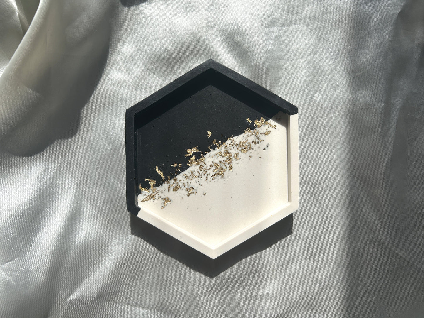 Gold Leaf Black and White Coaster - Hexagonal