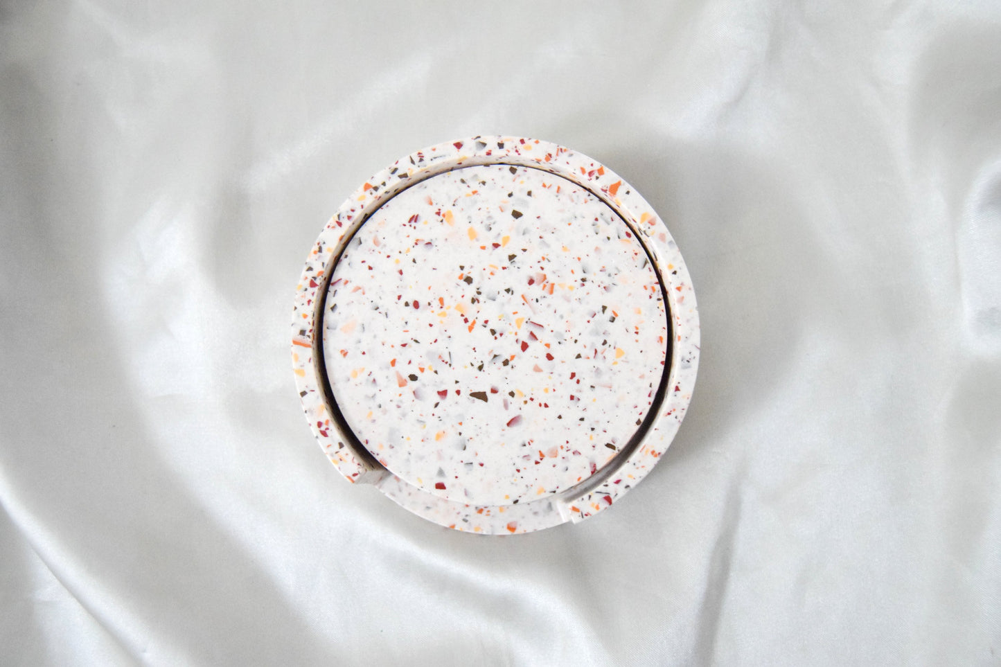 Hazel Jesmonite Coaster with Warm Terrazzo Chips