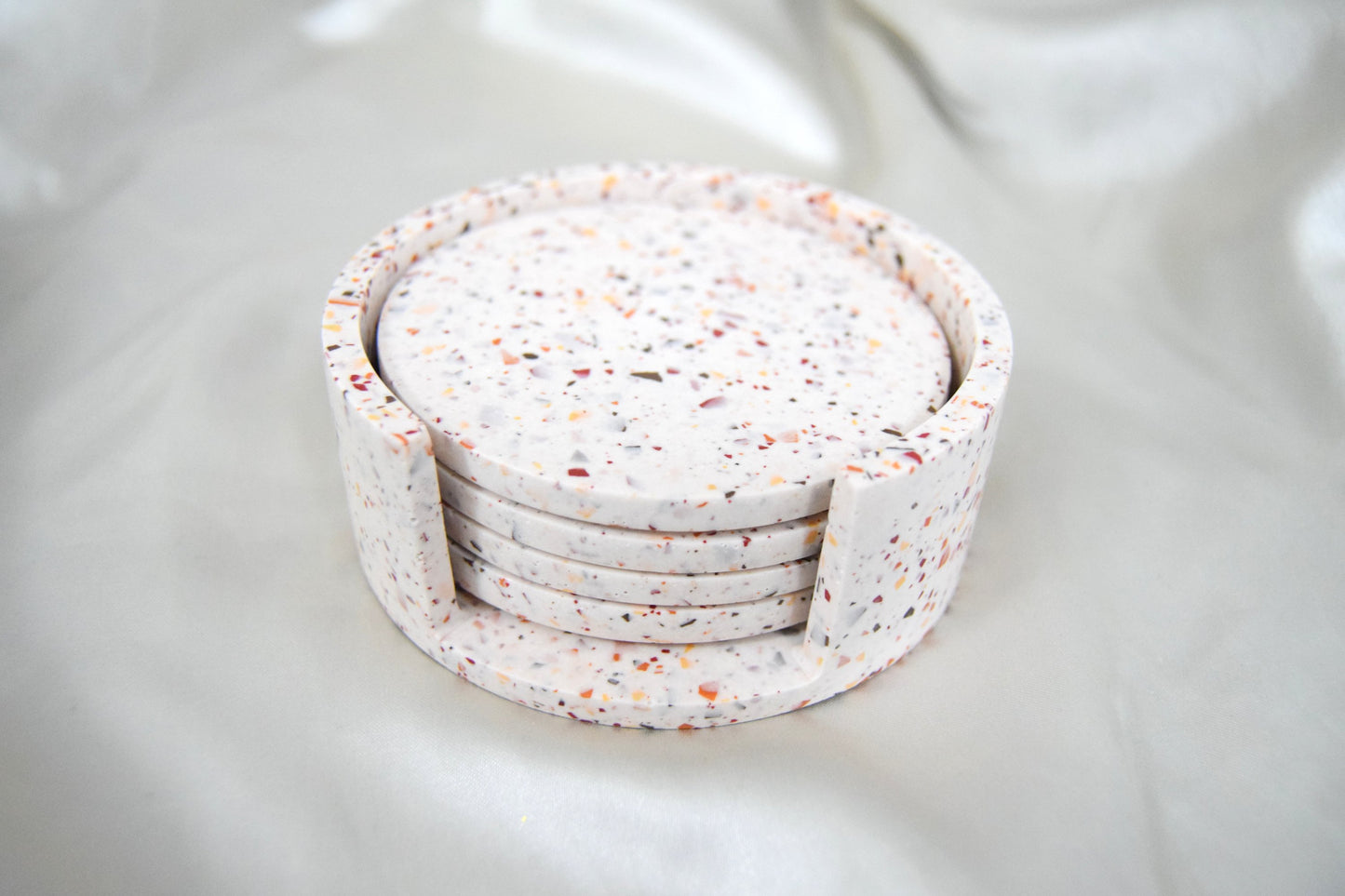 Hazel Jesmonite Coaster with Warm Terrazzo Chips