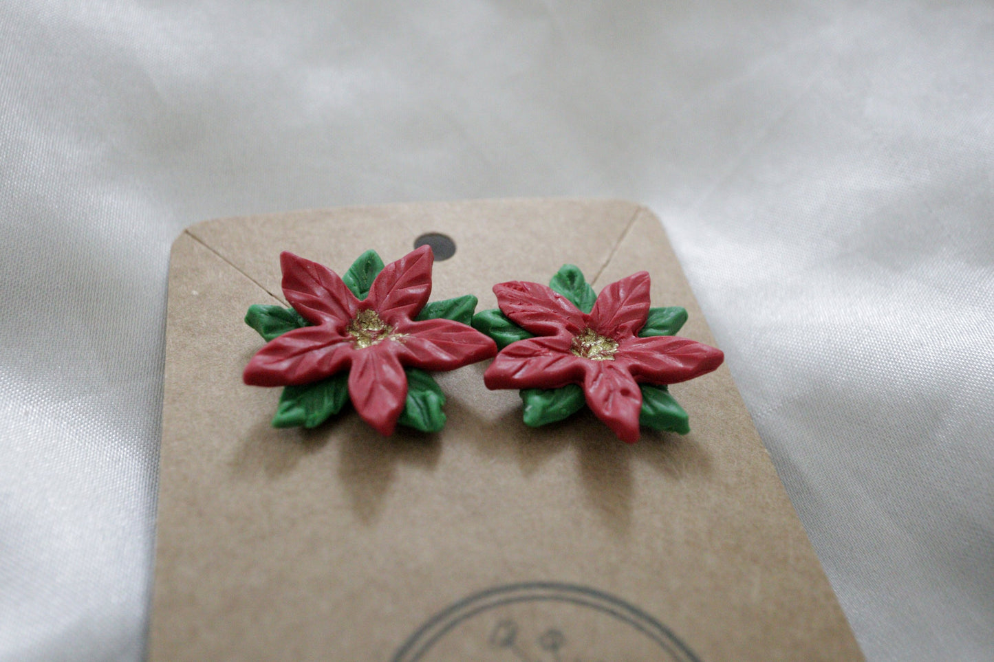 Polymer Clay Christmas Poinsettia Flower Studs