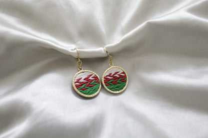 Braided Polymer Clay in Round Gold Frame Earrings