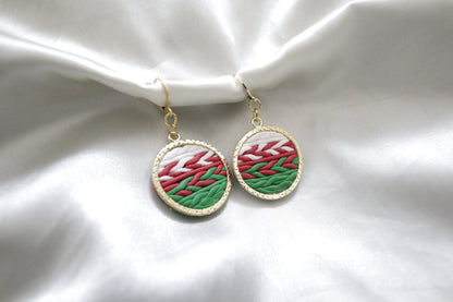 Braided Polymer Clay in Round Gold Frame Earrings