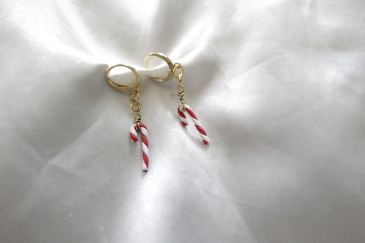 Polymer Clay Candy Cane Earrings