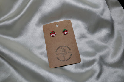 Polymer Clay Red, White and Green Braided Studs