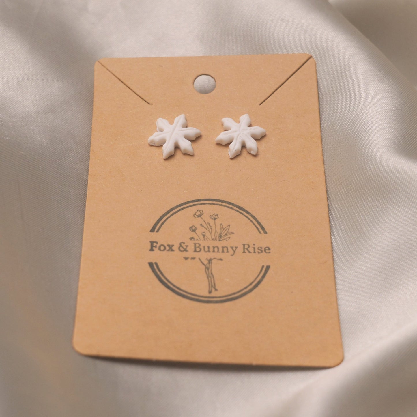 Small White Snowflakes Stud Earrings