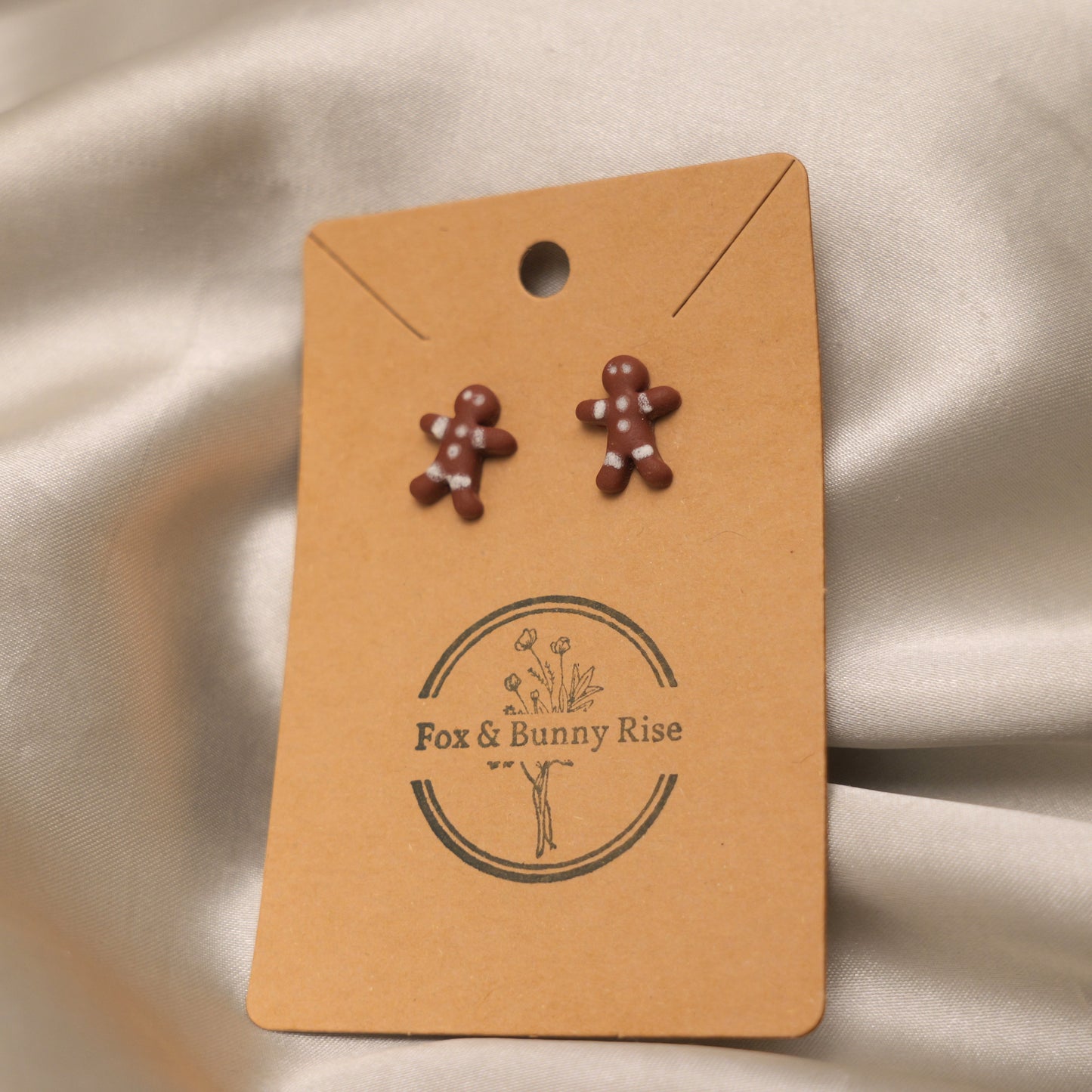 Gingerbread Man with White Details Stud Earrings