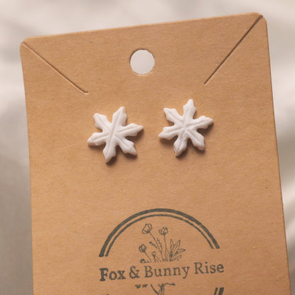 Small White Snowflakes Stud Earrings