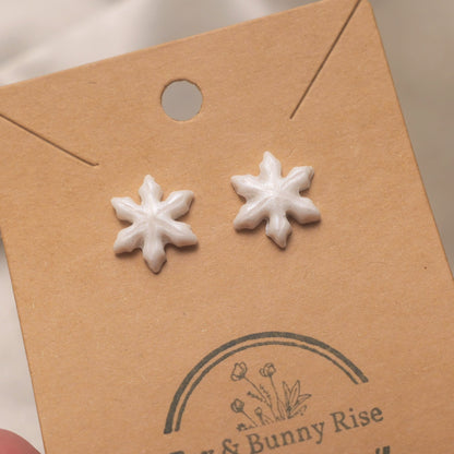 Small Iridescent Snowflakes Stud Earrings