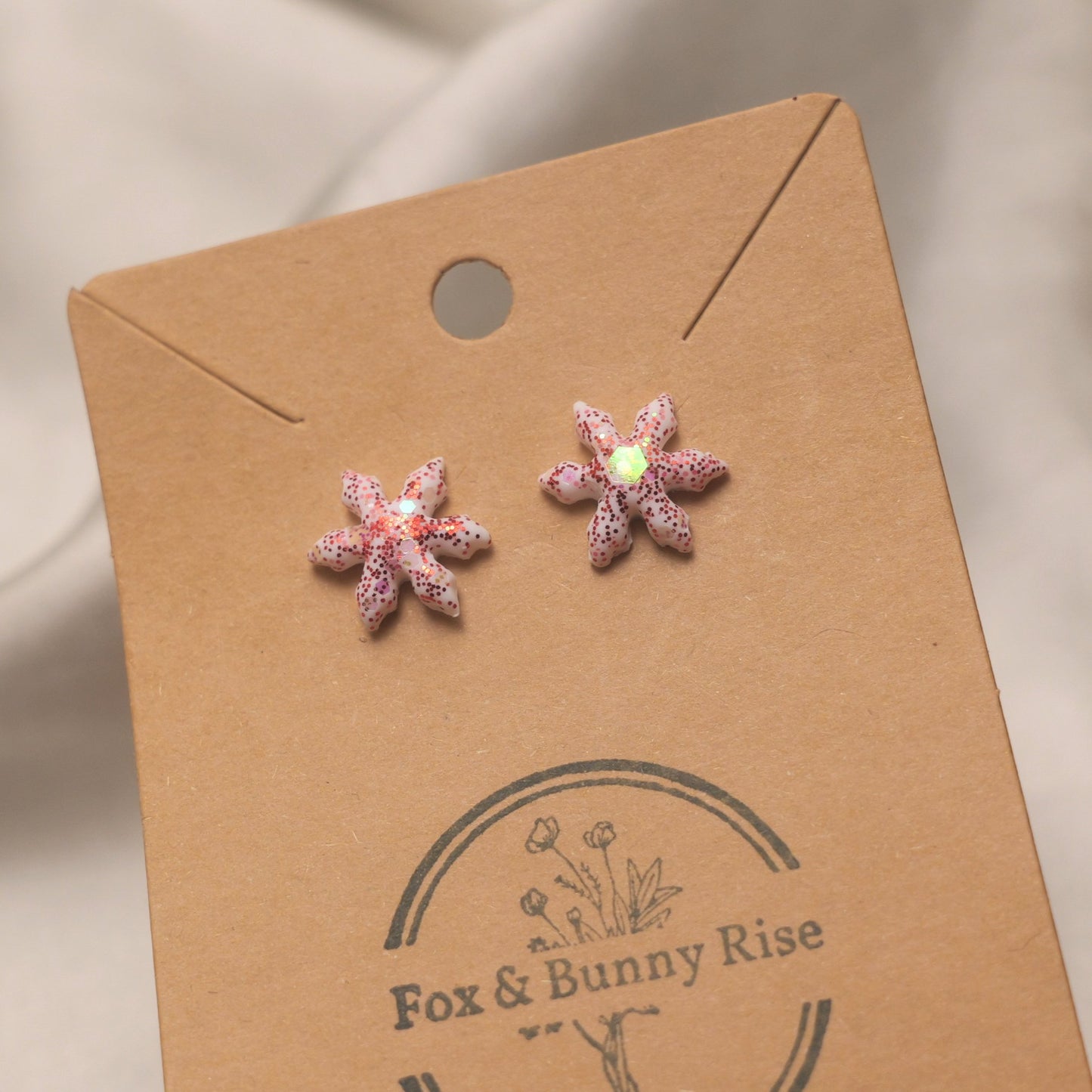 Glitter Snowflakes Studs - Various Colours