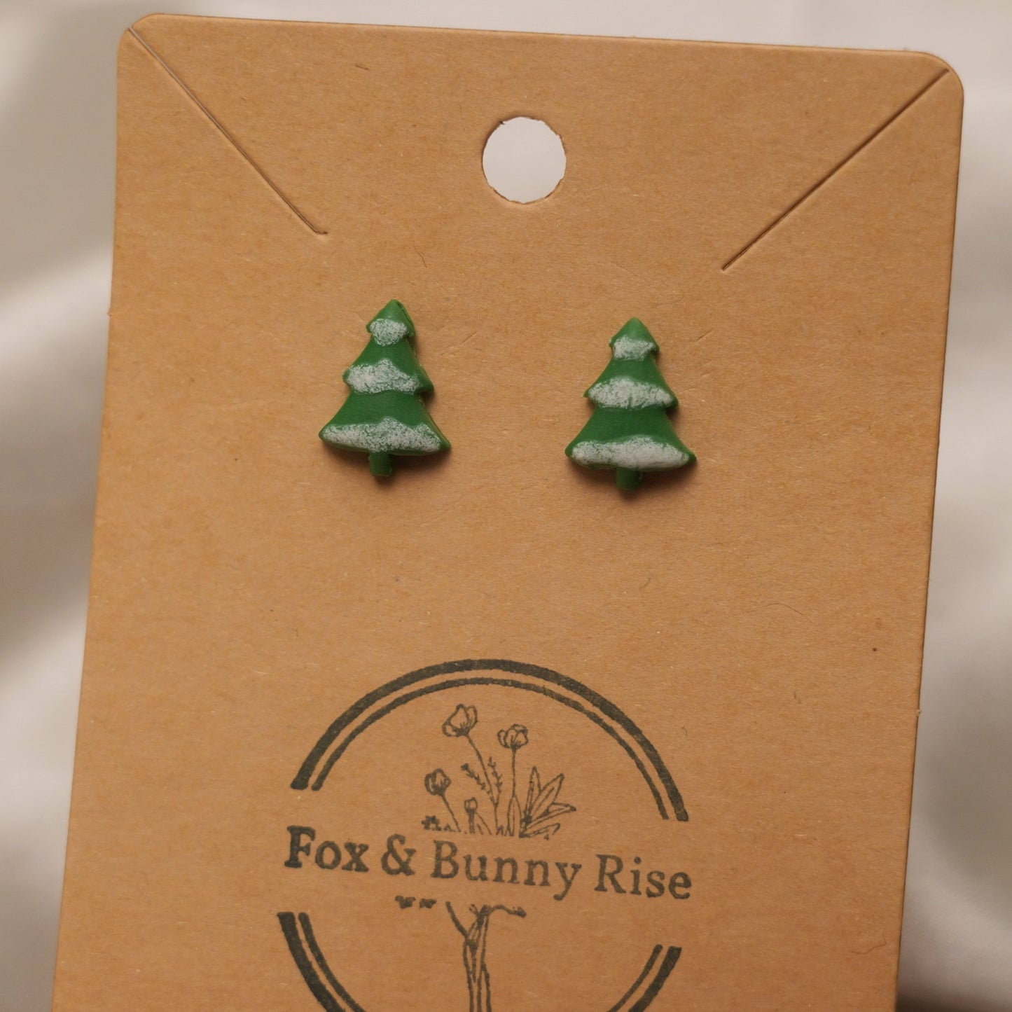 Snowy Christmas Tree Stud Earrings