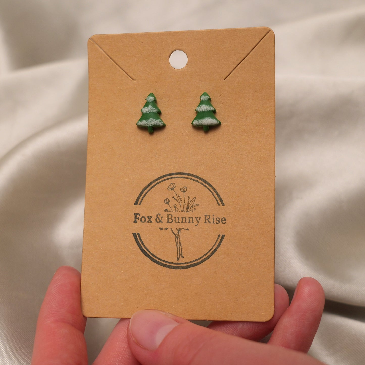 Snowy Christmas Tree Stud Earrings