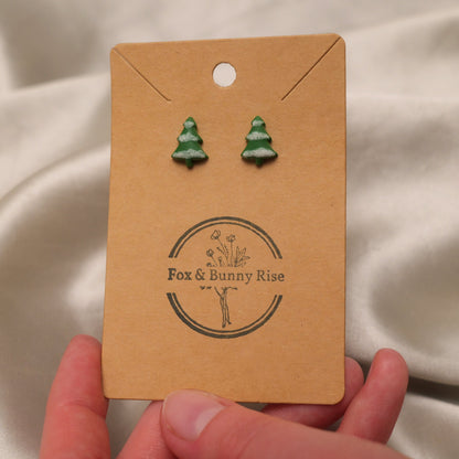 Snowy Christmas Tree Stud Earrings