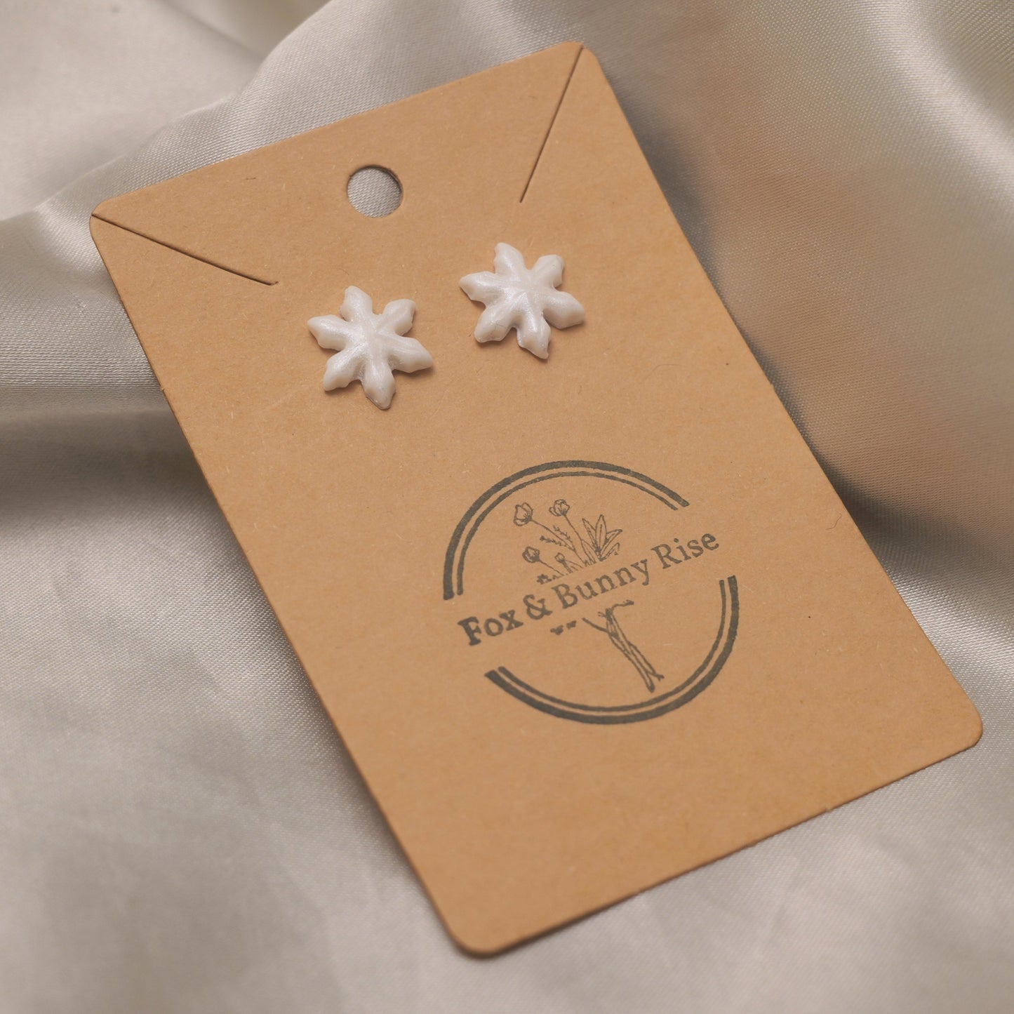 Small Iridescent Snowflakes Stud Earrings