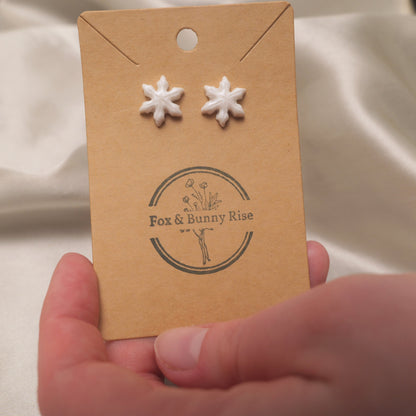 Small Iridescent Snowflakes Stud Earrings