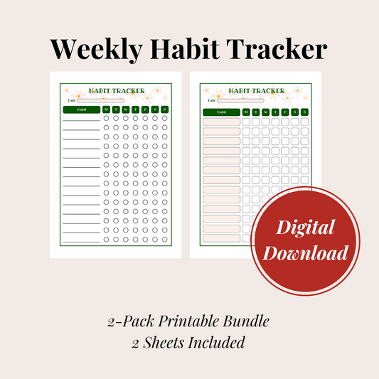 Cute Flower Habit Tracker, Digital Download, 2 Sheets