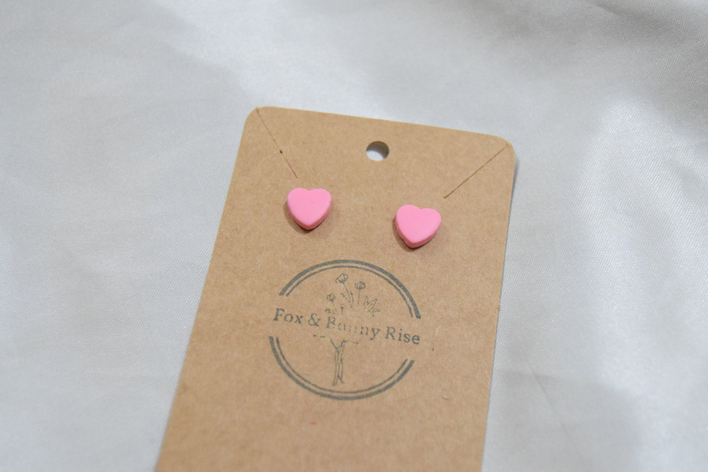 Polymer Clay Pink Heart Studs