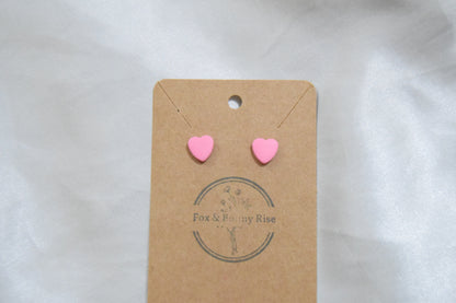 Polymer Clay Pink Heart Studs