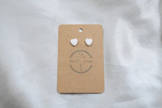 Polymer Clay White Heart Studs