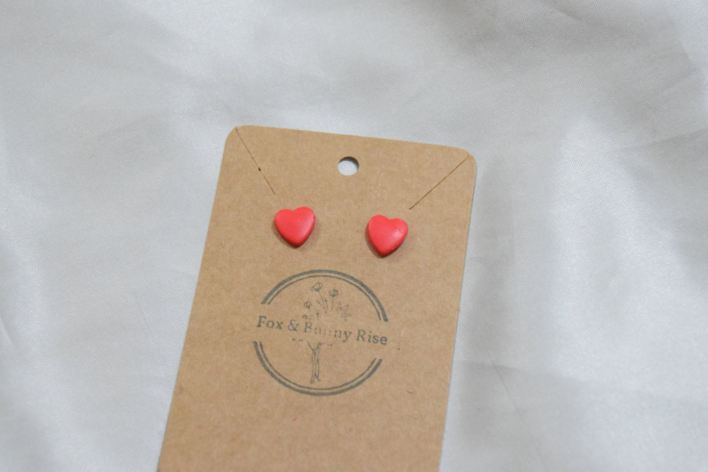Polymer Clay Red Heart Studs