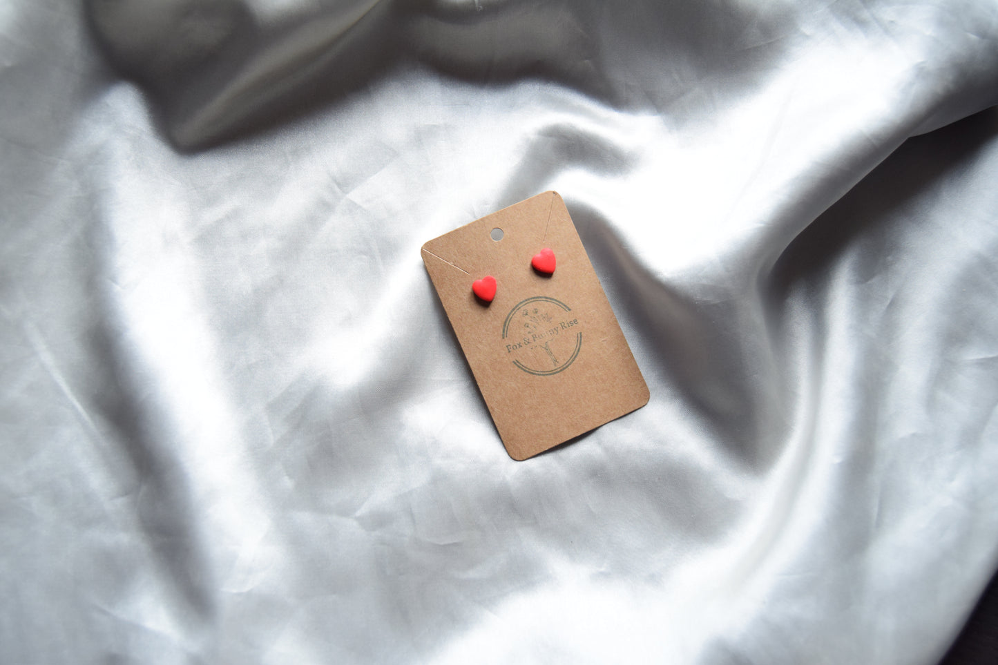 Polymer Clay Red Heart Studs