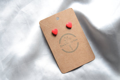 Polymer Clay Red Heart Studs