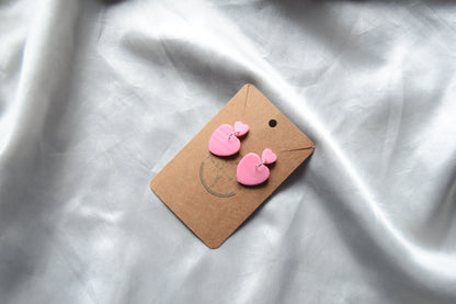 Polymer Clay Pink Dangling Heart Studs