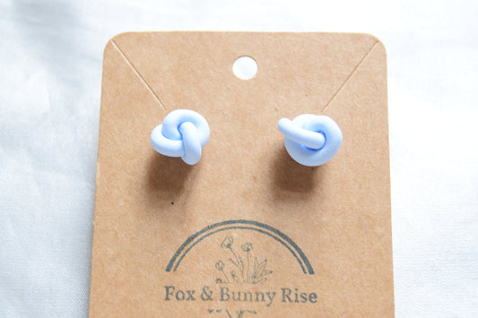 Polymer Clay Pastel Blue Knot Studs