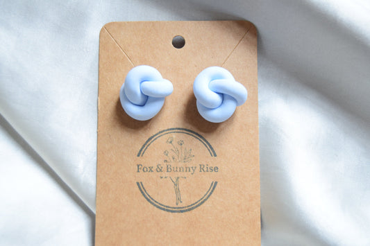 Polymer Clay Pastel Blue Chunky Knot Studs