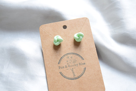 Polymer Clay Pastel Green Knot Studs