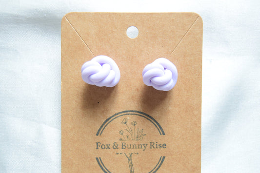Polymer Clay Pastel Purple Double Knot Studs