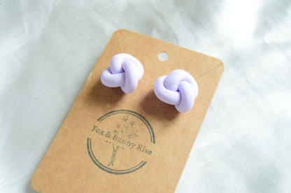Polymer Clay Pastel Purple Chunky Knot Studs
