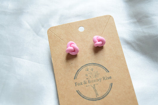 Polymer Clay Pastel Pink Knot Studs