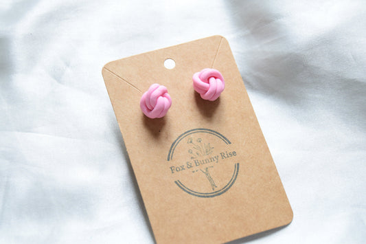 Polymer Clay Pastel Pink Double Knot Studs